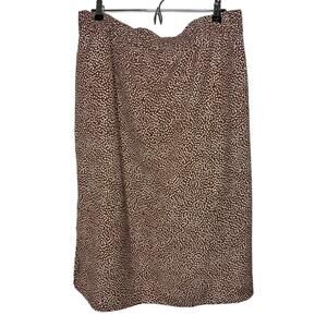 NWT J Crew Women's Sz 2x Brown Elastic Waist Polkadot Midi Skirt(1917)